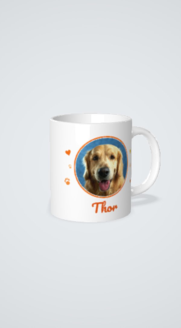Link 3D aberto no celular, com a caneca personalizada